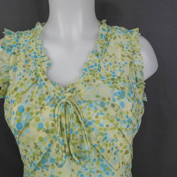 Apostrophe Womens Top 6 Green Retro Sheer Romantic Flowy Sheer Coquette Y2K - Picture 2 of 11